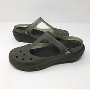 Crocs Olive Carlie Mary Jane T Strap Jellies 9W